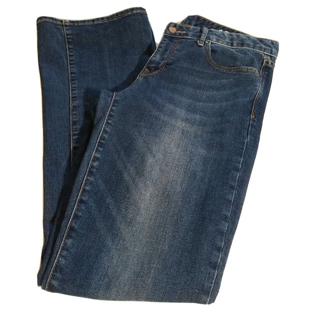 Gap 1969 Jeans Womens Curvy Flare Blue Denim Stretch Distressed Low Rise, 30.